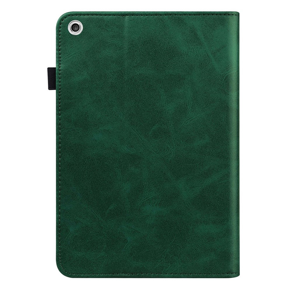 For Lenovo Tab M10 Plus (3rd Gen) / Xiaoxin Pad 2022 10.6 inch Line Imprinted PU Leather Card Holder Tablet Case with Elastic Band Closure - Green