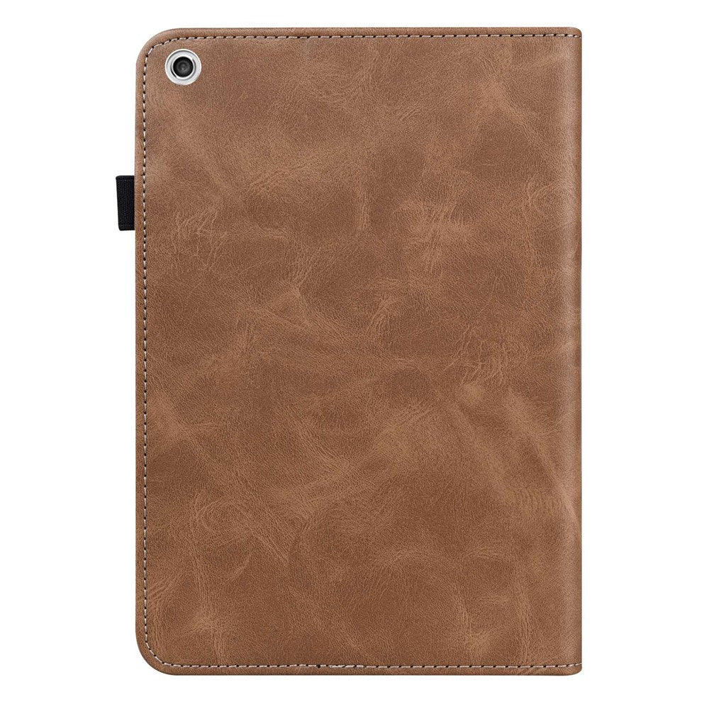 For Lenovo Tab M10 Plus (3rd Gen) / Xiaoxin Pad 2022 10.6 inch Line Imprinted PU Leather Card Holder Tablet Case with Elastic Band Closure - Brown