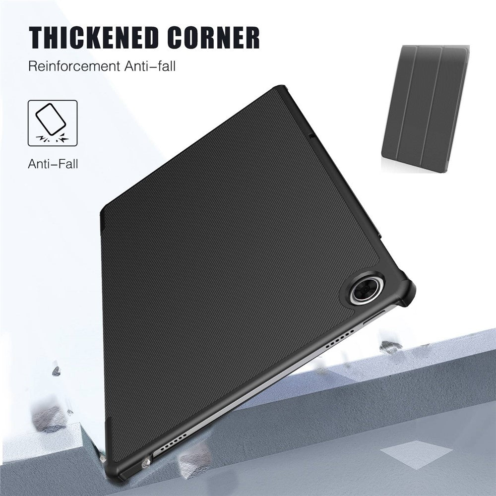 For Lenovo Tab M10 Plus (3rd Gen) Trifold Stand Full Protection PU Leather Tablet Case Auto Wake / Sleep Protective Cover - Black