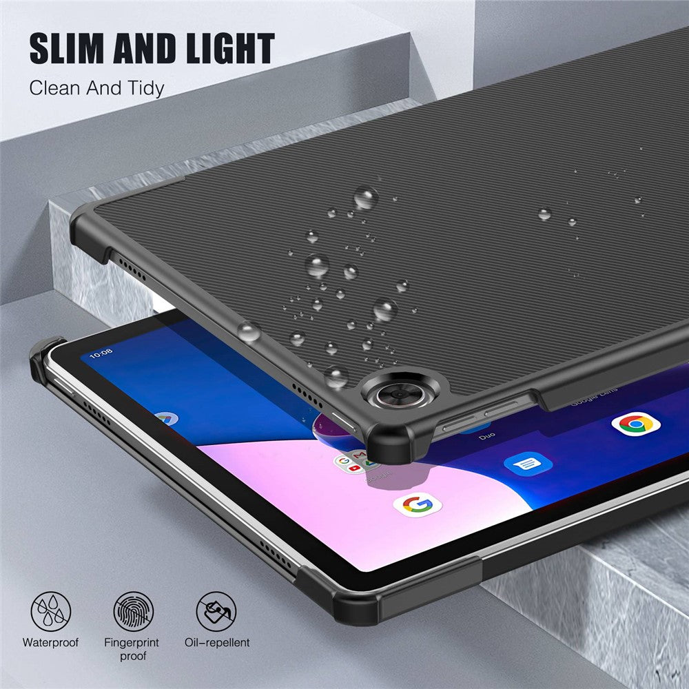 For Lenovo Tab M10 Plus (3rd Gen) Trifold Stand Full Protection PU Leather Tablet Case Auto Wake / Sleep Protective Cover - Black