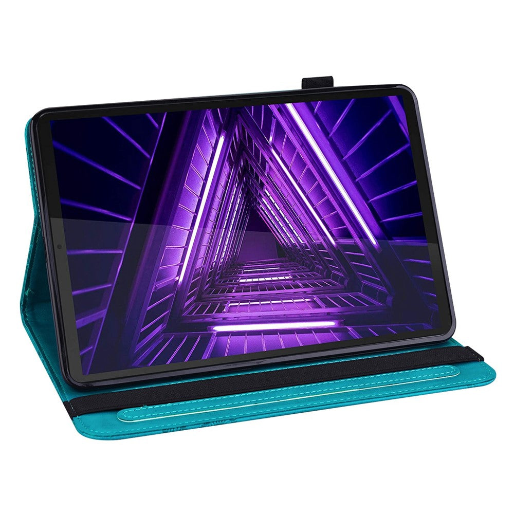 For Lenovo Tab M10 Plus (3rd Gen) / Xiaoxin Pad 2022 10.6 inch Flower Imprinting PU Leather Inner TPU Tablet Case Stand Wallet Cover - Blue