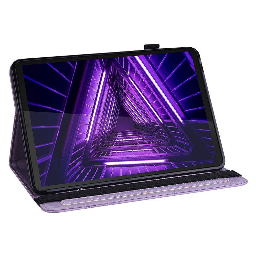 For Lenovo Tab M10 Plus (3rd Gen) / Xiaoxin Pad 2022 10.6 inch Flower Imprinting PU Leather Inner TPU Tablet Case Stand Wallet Cover - Purple