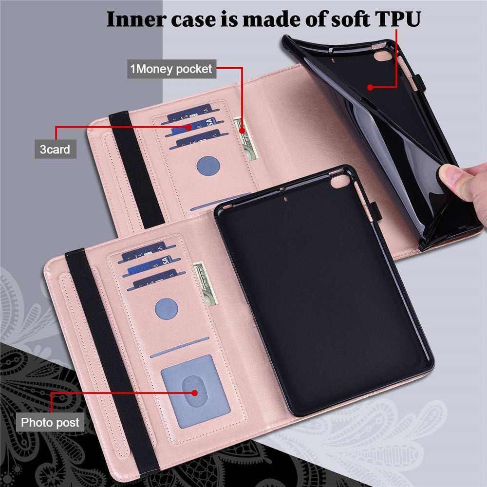 For Lenovo Tab M10 Plus (3rd Gen) / Xiaoxin Pad 2022 10.6 inch Flower Imprinting PU Leather Inner TPU Tablet Case Stand Wallet Cover - Rose Gold