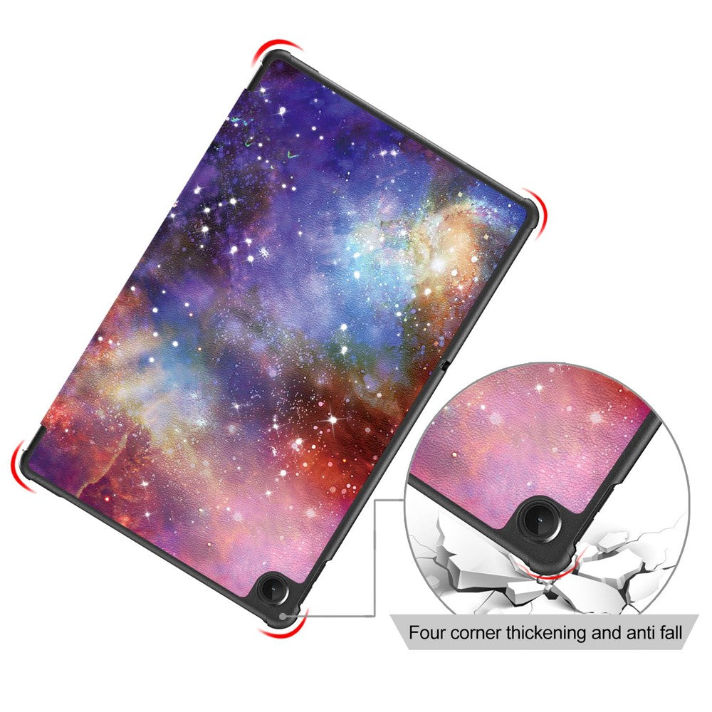 For Lenovo Tab M10 Plus (3rd Gen) / Xiaoxin Pad 2022 10.6 inch 125FTB-128F Trifold Stand Case Pattern Printing PU Leather Smart Cover - The Milky Way