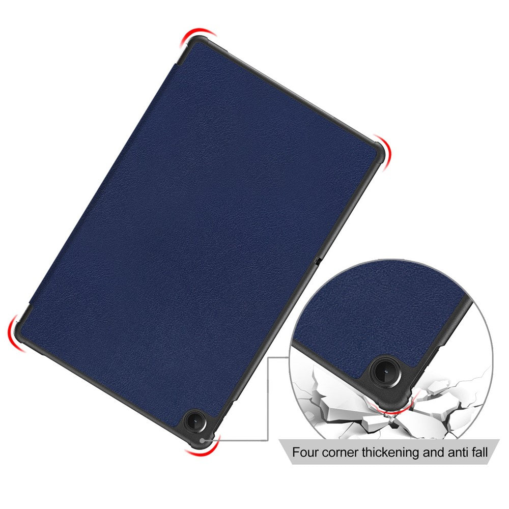 Tablet Covering Shell for Lenovo Tab M10 Plus (3rd Gen) / Xiaoxin Pad 2022 10.6 inch 125FTB-128F PC+PU Leather Trifold Stand Tablet Case - Dark Blue