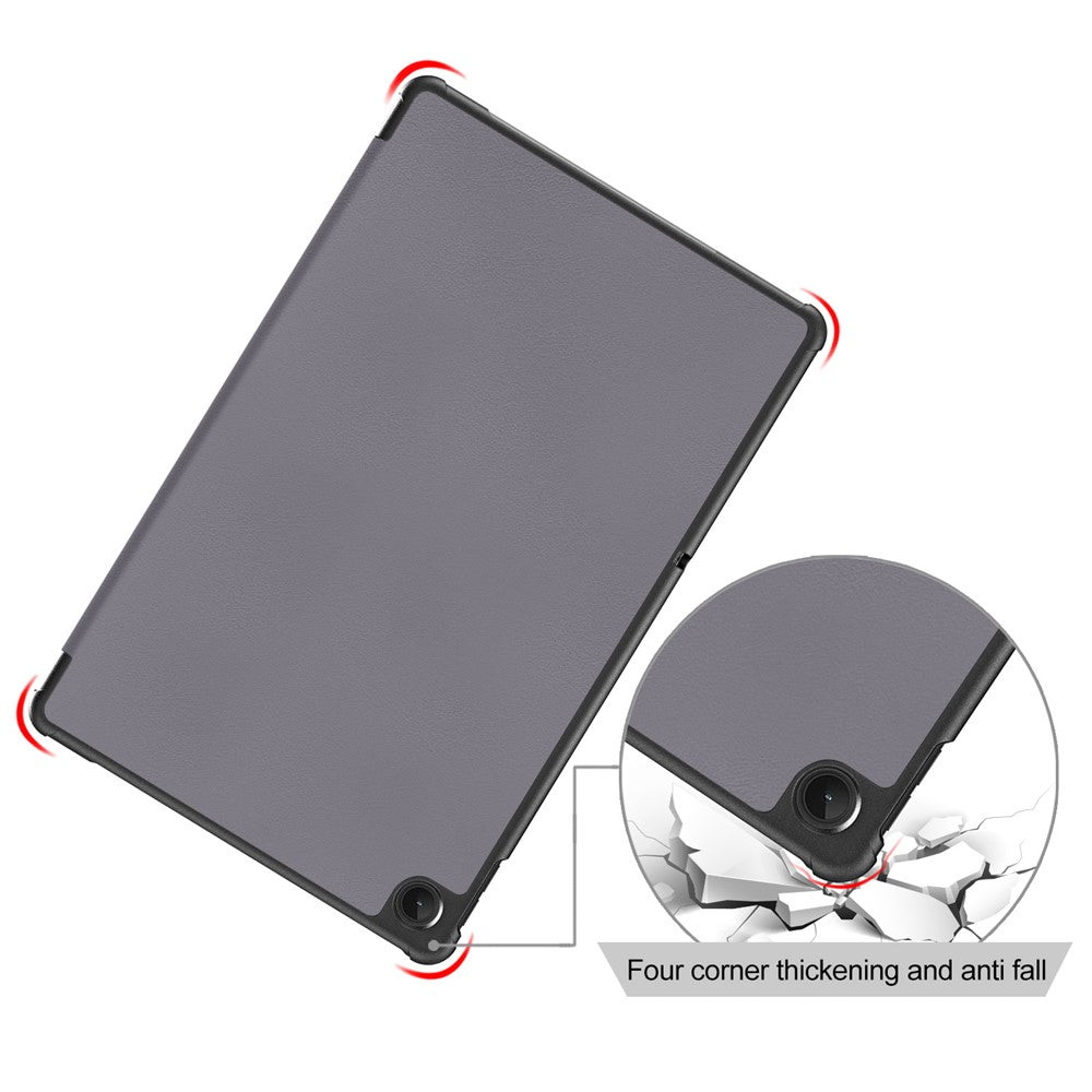 Tablet Covering Shell for Lenovo Tab M10 Plus (3rd Gen) / Xiaoxin Pad 2022 10.6 inch 125FTB-128F PC+PU Leather Trifold Stand Tablet Case - Grey