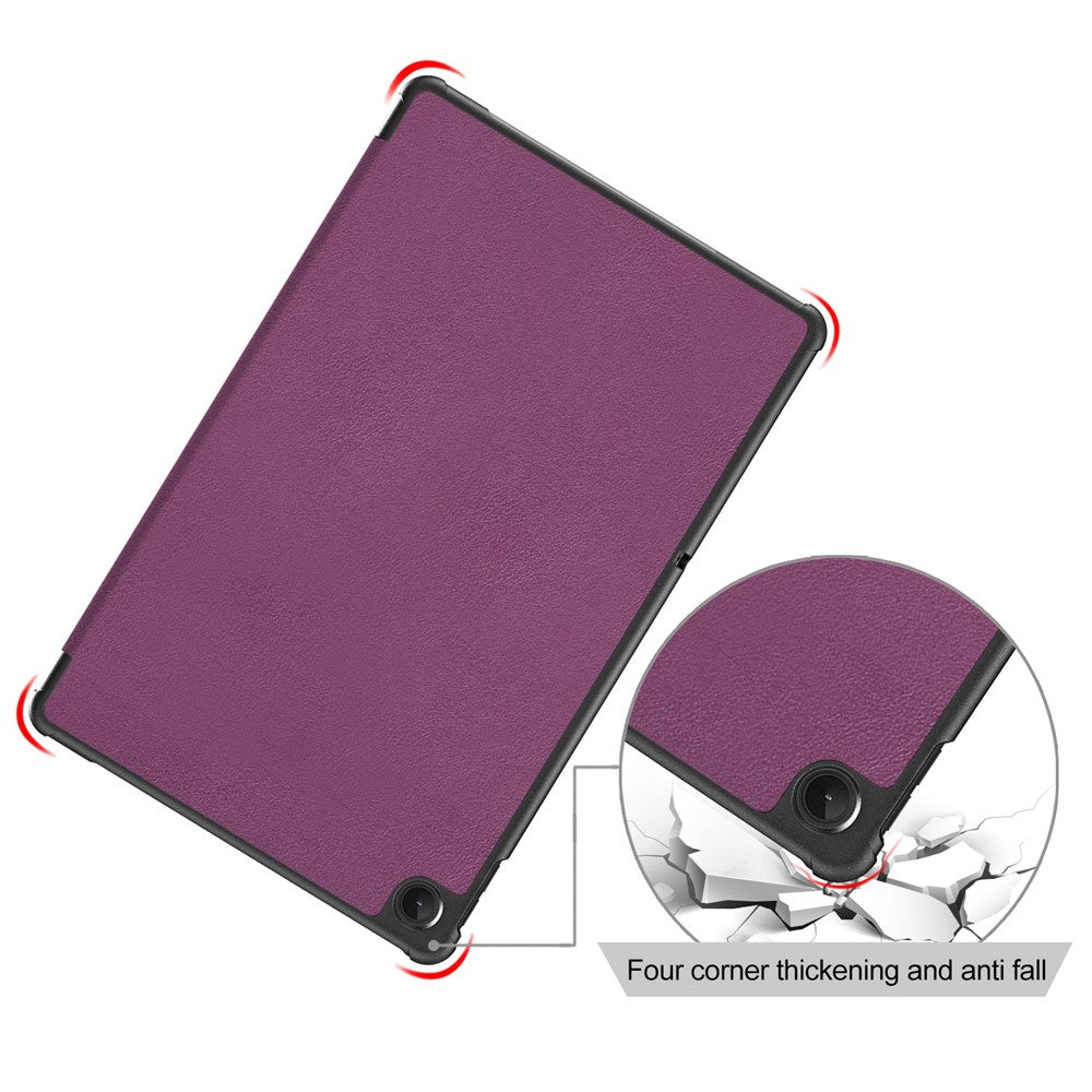 Tablet Covering Shell for Lenovo Tab M10 Plus (3rd Gen) / Xiaoxin Pad 2022 10.6 inch 125FTB-128F PC+PU Leather Trifold Stand Tablet Case - Purple