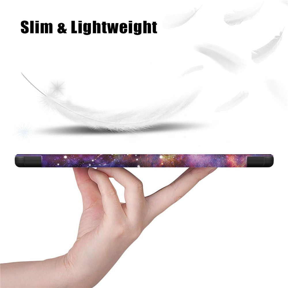 For Lenovo Tab M10 (Gen 3) 10.1 inch 328F Pattern Printing Auto Wake/Sleep PU Leather Case Trifold Stand Folio Cover - The Milky Way