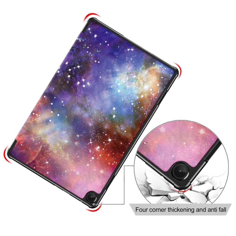For Lenovo Tab M10 (Gen 3) 10.1 inch 328F Pattern Printing Auto Wake/Sleep PU Leather Case Trifold Stand Folio Cover - The Milky Way