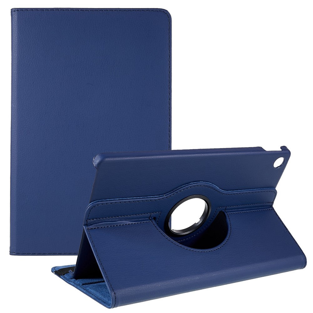 For Lenovo Tab M10 Plus (3rd Gen) / Xiaoxin Pad 2022 10.6 inch 125F / 128F Leather Tablet Case Rotating Stand Cover - Dark Blue