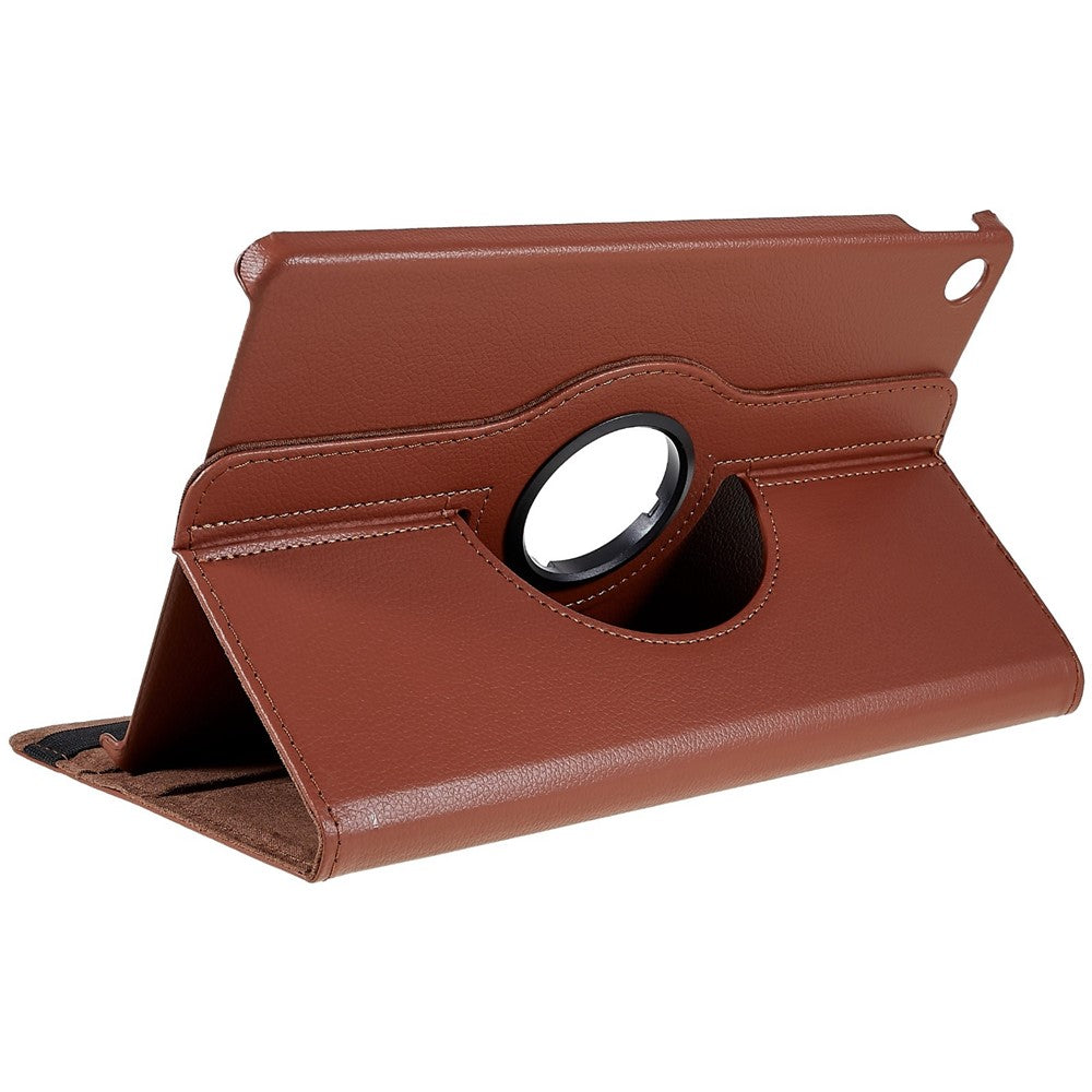 For Lenovo Tab M10 Plus (3rd Gen) / Xiaoxin Pad 2022 10.6 inch 125F / 128F Leather Tablet Case Rotating Stand Cover - Brown