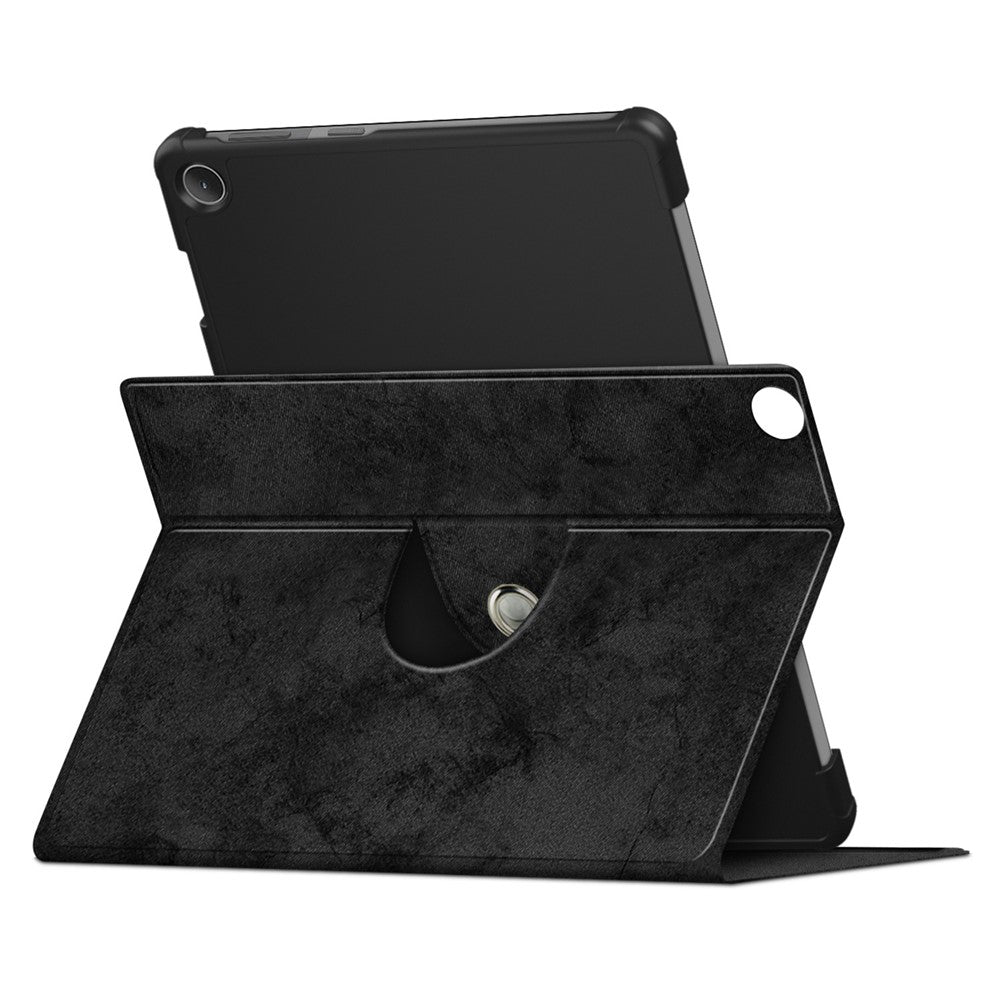 For Lenovo Tab M10 (Gen 3) 10.1 328F Solid Color Case Textured Surface Shockproof Magnetic Absorption Tablet Cover with 360-degree Rotary Kickstand - Black
