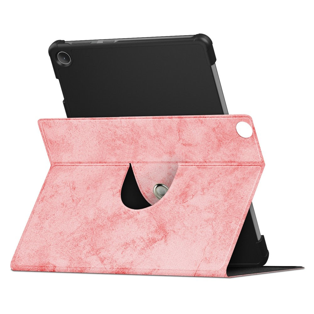 For Lenovo Tab M10 (Gen 3) 10.1 328F Solid Color Case Textured Surface Shockproof Magnetic Absorption Tablet Cover with 360-degree Rotary Kickstand - Pink