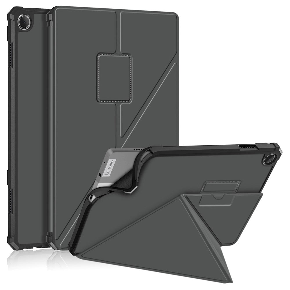 For Lenovo Tab M10 (Gen 3) 10.1 inch 328F Origami Stand Tablet Case PU Leather Anti-scratch Cover with Auto Wake/Sleep - Grey