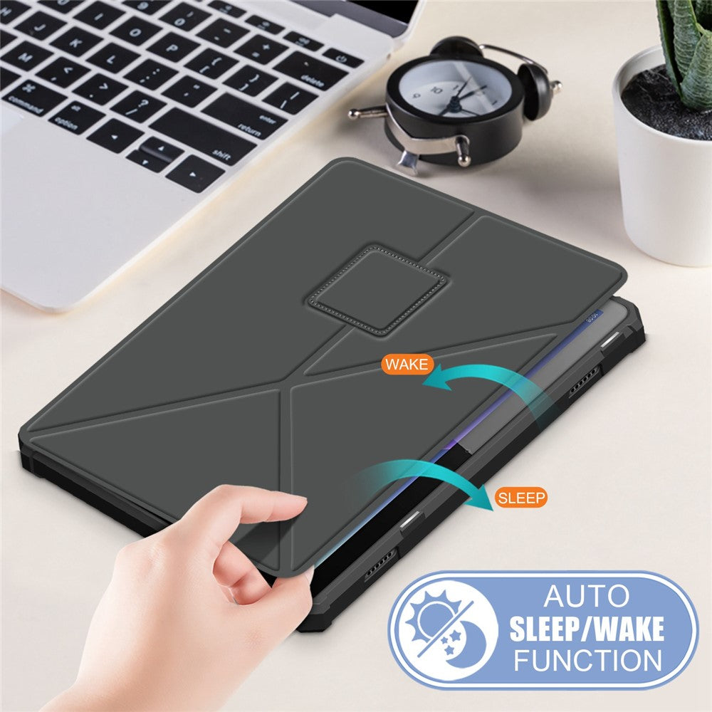 For Lenovo Tab M10 (Gen 3) 10.1 inch 328F Origami Stand Tablet Case PU Leather Anti-scratch Cover with Auto Wake/Sleep - Grey