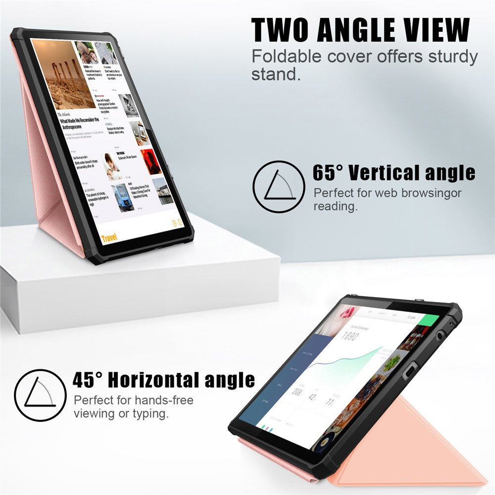 For Lenovo Tab M10 (Gen 3) 10.1 inch 328F Origami Stand Tablet Case PU Leather Anti-scratch Cover with Auto Wake/Sleep - Rose Gold