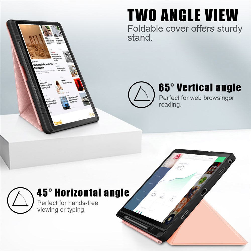 For Lenovo Tab M10 Plus (3rd Gen) / Xiaoxin Pad 2022 10.6 inch 125F / 128F Stand PU Leather + TPU Tablet Case Shockproof Cover - Rose Gold