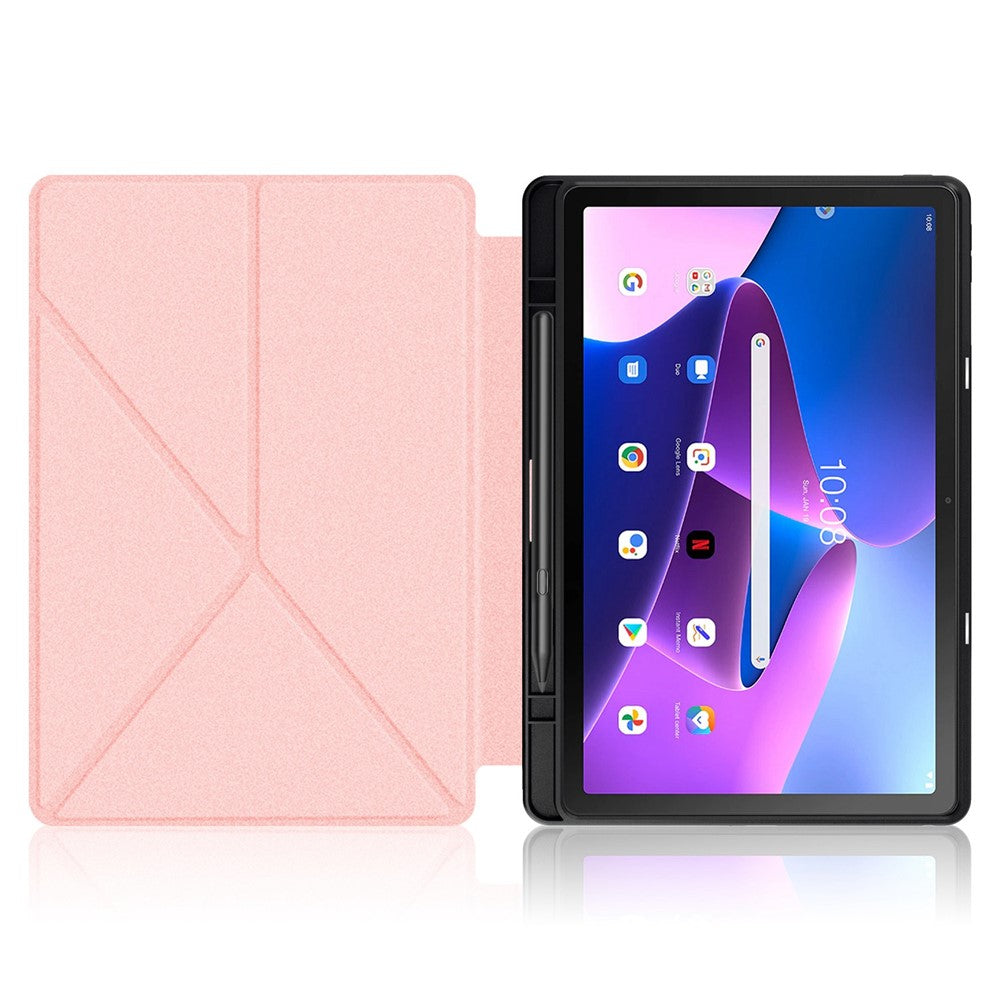 For Lenovo Tab M10 Plus (3rd Gen) / Xiaoxin Pad 2022 10.6 inch 125F / 128F Stand PU Leather + TPU Tablet Case Shockproof Cover - Rose Gold