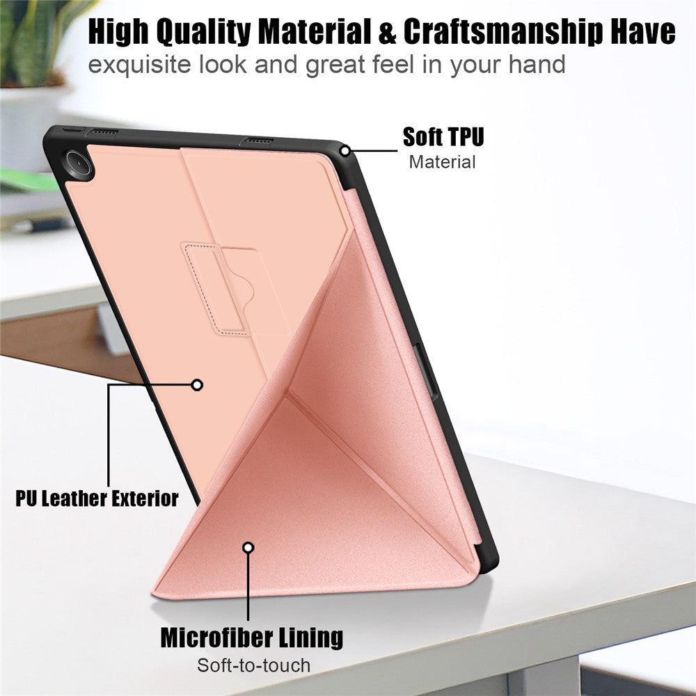 For Lenovo Tab M10 Plus (3rd Gen) / Xiaoxin Pad 2022 10.6 inch 125F / 128F Stand PU Leather + TPU Tablet Case Shockproof Cover - Rose Gold