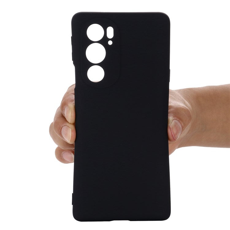 For Motorola Edge 30 Pro (Motorola Edge+ (2022)) Anti-fall Liquid Silicone Phone Case Soft Microfiber Lining Cushion Anti-Scratch Protective Cover - Black