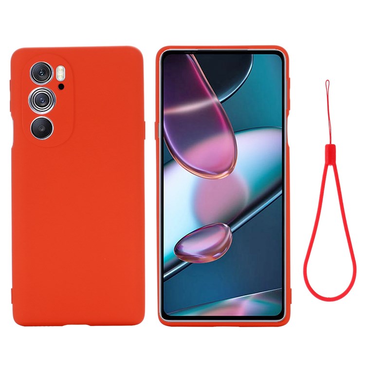 For Motorola Edge 30 Pro (Motorola Edge+ (2022)) Anti-fall Liquid Silicone Phone Case Soft Microfiber Lining Cushion Anti-Scratch Protective Cover - Red