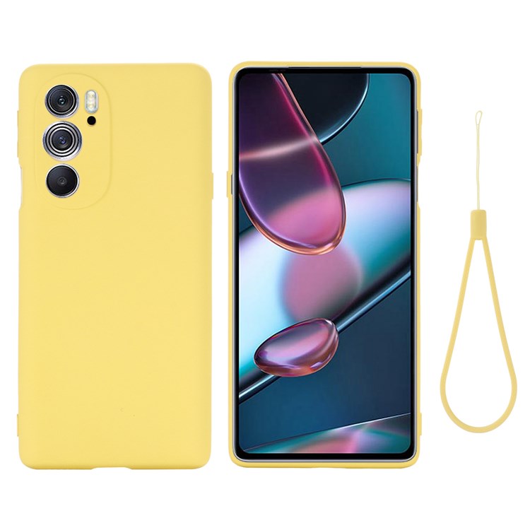 For Motorola Edge 30 Pro (Motorola Edge+ (2022)) Anti-fall Liquid Silicone Phone Case Soft Microfiber Lining Cushion Anti-Scratch Protective Cover - Yellow