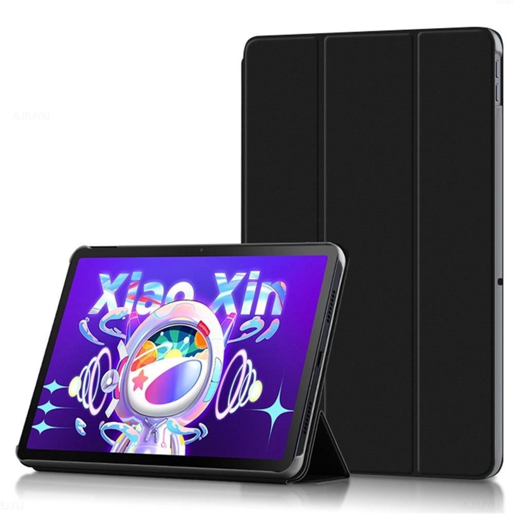 For Lenovo Tab M10 Plus (3rd Gen) / Xiaoxin Pad 2022 10.6 inch Tri-Fold Stand PU Leather + TPU Tablet Cover - Black