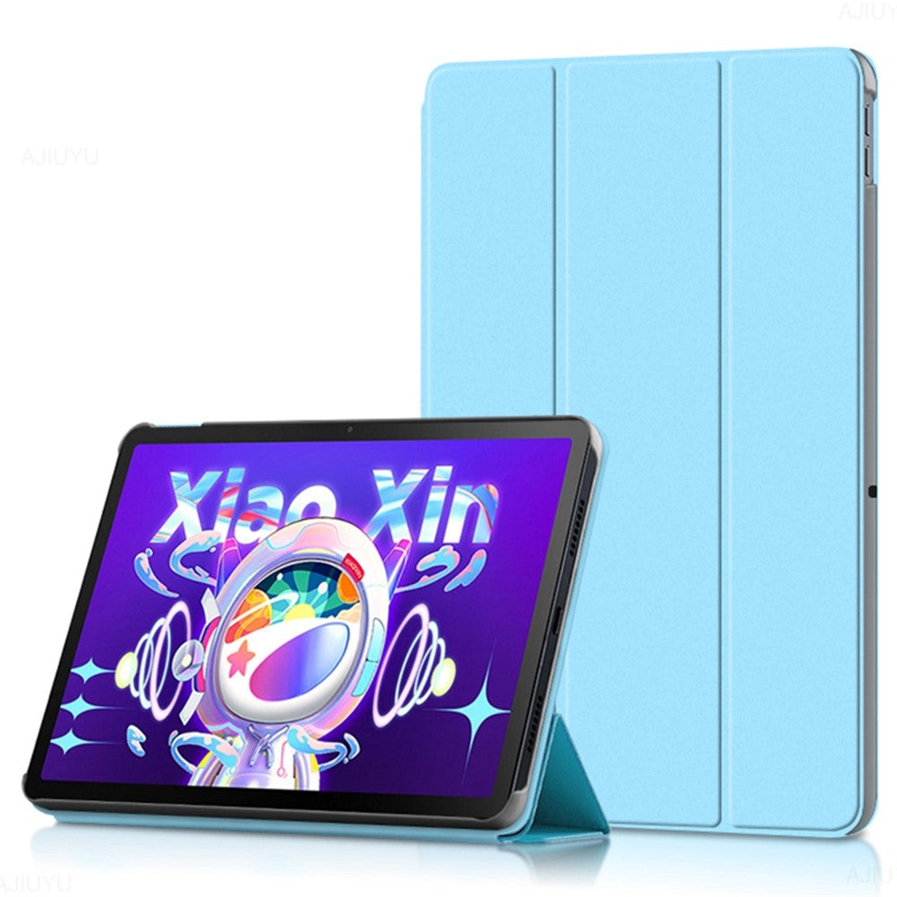 For Lenovo Tab M10 Plus (3rd Gen) / Xiaoxin Pad 2022 10.6 inch Tri-Fold Stand PU Leather + TPU Tablet Cover - Blue