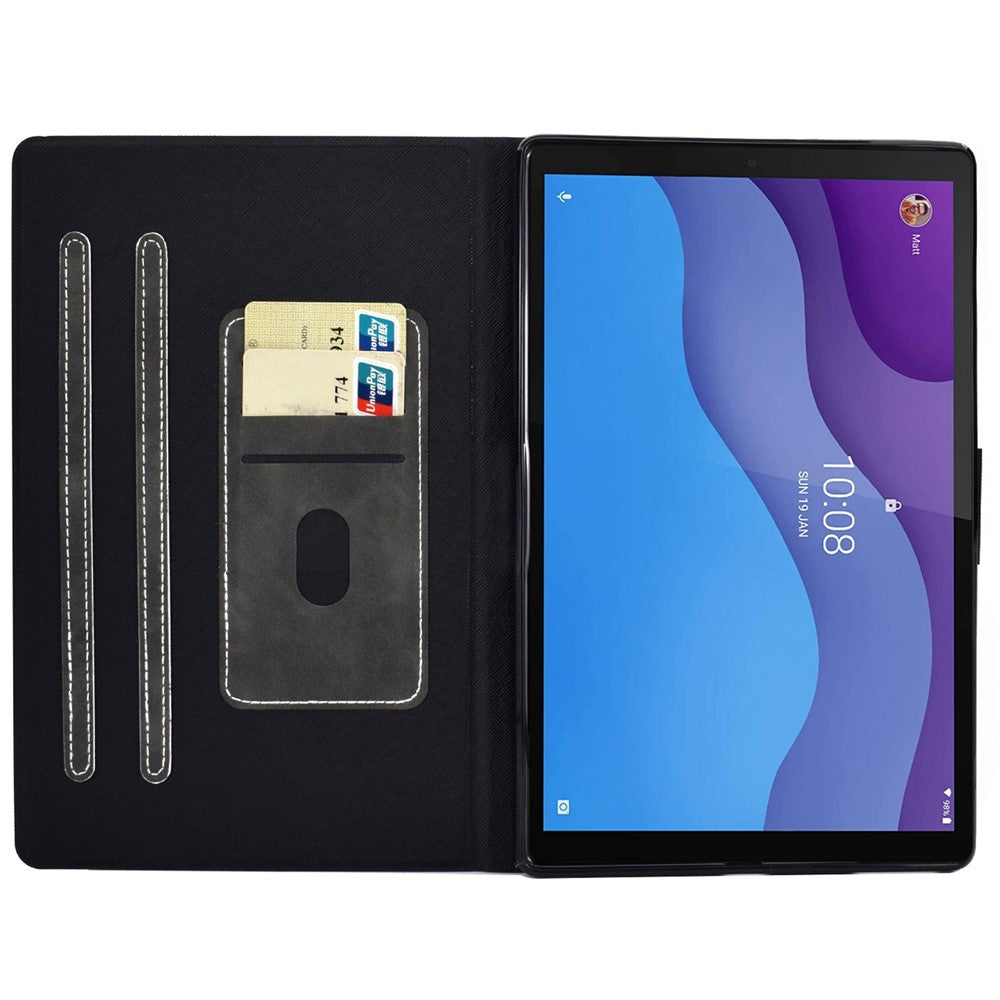 For Lenovo Tab M10 (Gen 3) TB-328F Split Leather Flip Stand Cover Auto Sleep/Wake Function Smart Tablet Case with Card Holders - Black