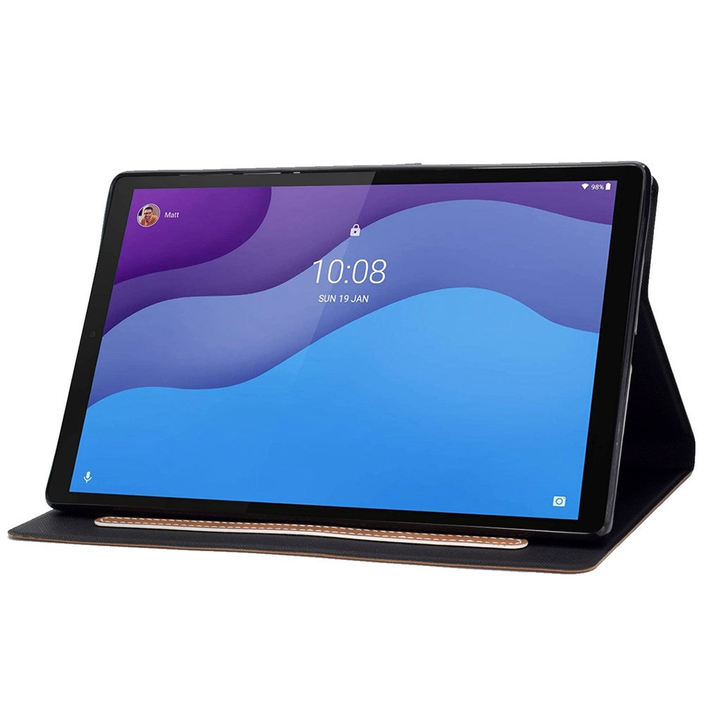 For Lenovo Tab M10 (Gen 3) TB-328F Split Leather Flip Stand Cover Auto Sleep/Wake Function Smart Tablet Case with Card Holders - Brown