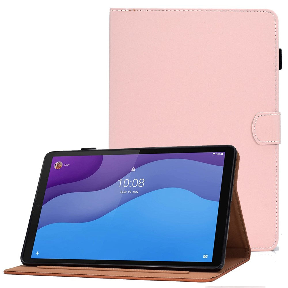 For Lenovo Tab M10 (Gen 3) TB-328F Fold Stand Magnetic Flip Case PU Leather Auto Sleep/Wake Cover with Card Slots and Pencil Holder - Pink