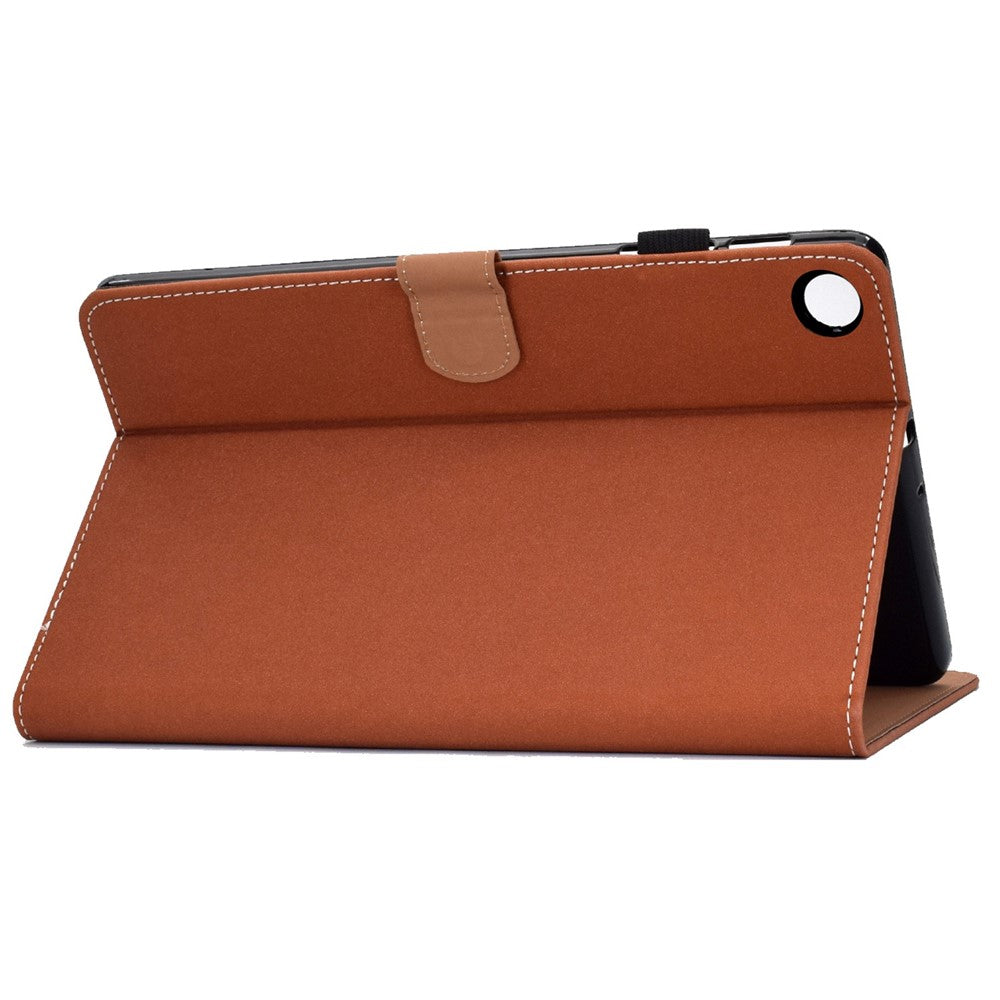 For Lenovo Tab M10 (Gen 3) TB-328F Fold Stand Magnetic Flip Case PU Leather Auto Sleep/Wake Cover with Card Slots and Pencil Holder - Brown
