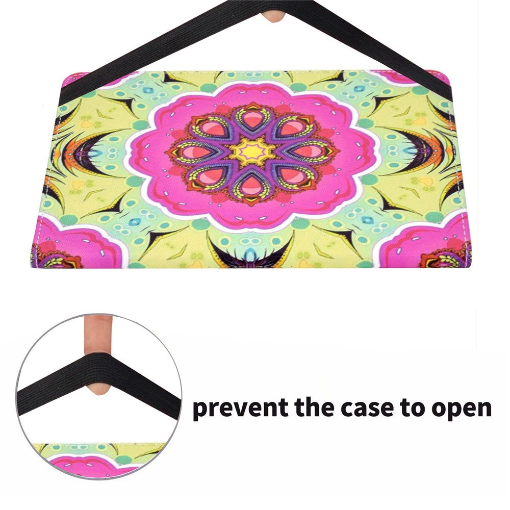 For Lenovo Tab M10 (Gen 3) TB-328FU / TB-328XU Pattern Printing Leather Stand Protective Case Card Slots Smart Cover with Elastic Band and Pencil Holder - Pink Mandala