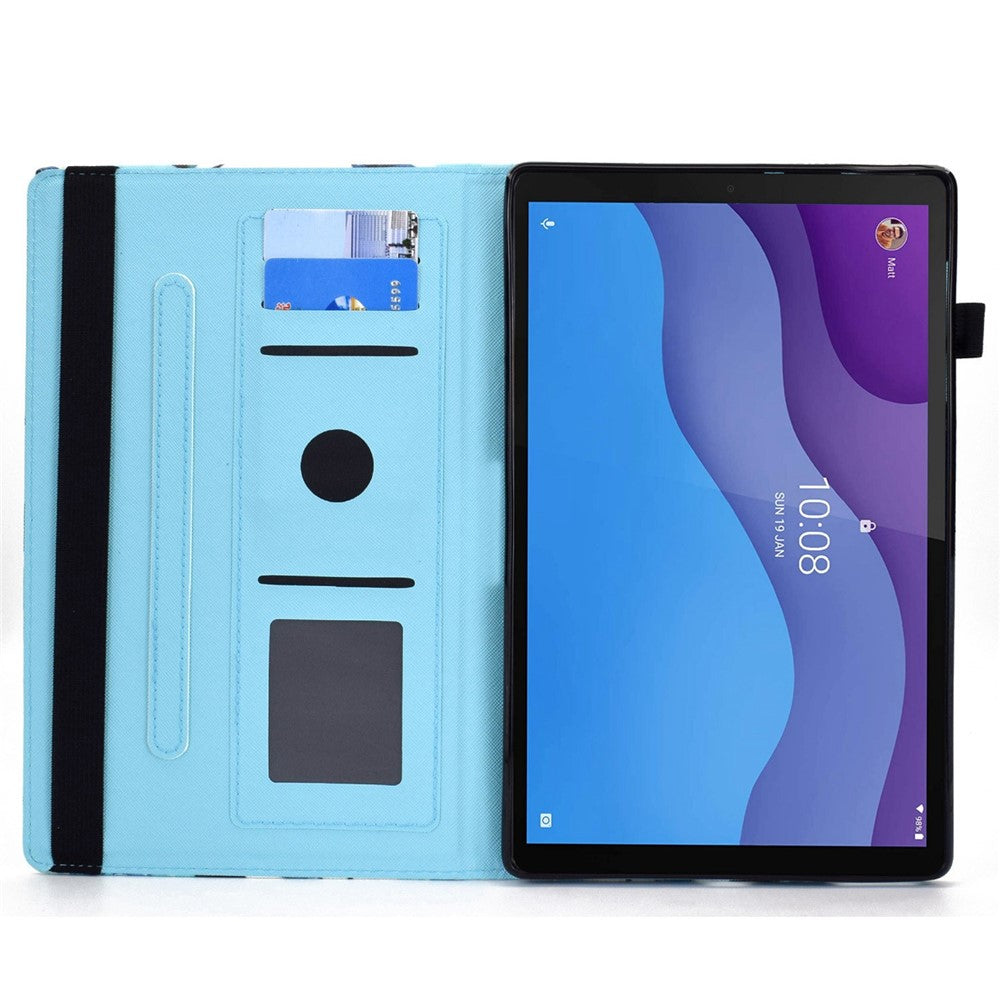 For Lenovo Tab M10 (Gen 3) TB-328FU / TB-328XU Pattern Printing Leather Stand Protective Case Card Slots Smart Cover with Elastic Band and Pencil Holder - Butterflies