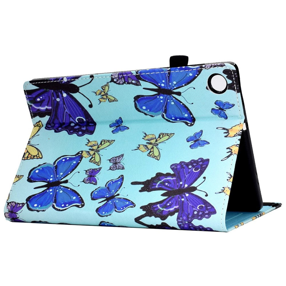 For Lenovo Tab M10 (Gen 3) TB-328FU / TB-328XU Pattern Printing Leather Stand Protective Case Card Slots Smart Cover with Elastic Band and Pencil Holder - Butterflies