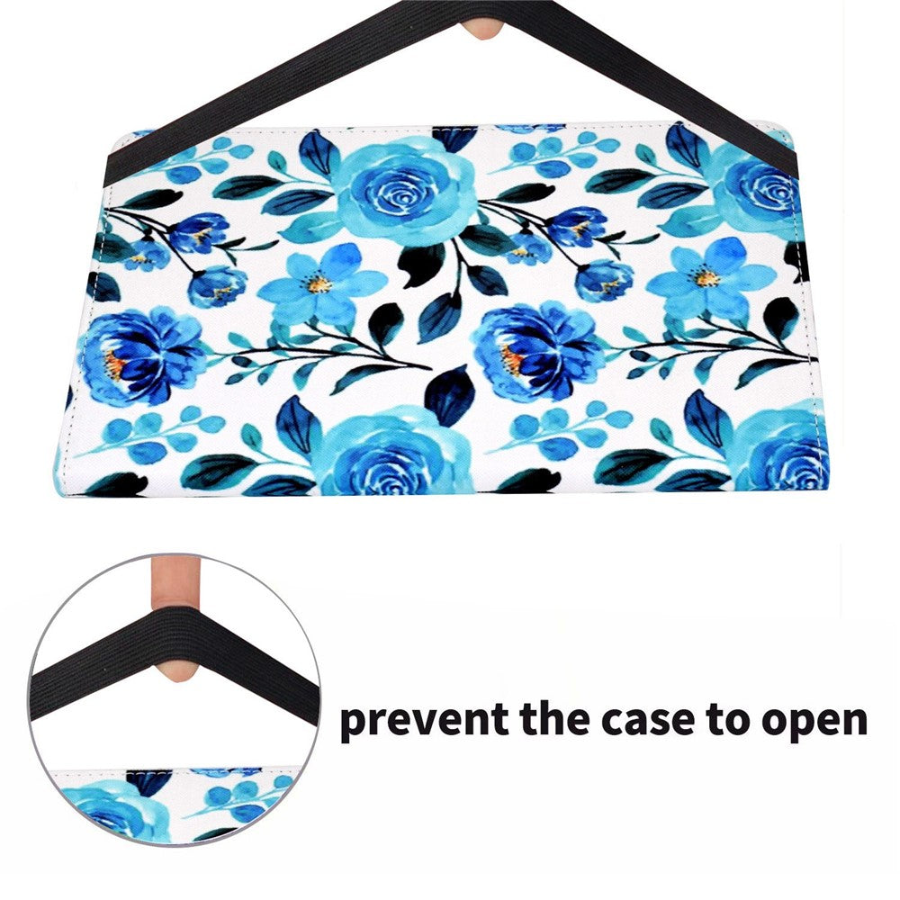 For Lenovo Tab M10 (Gen 3) TB-328FU / TB-328XU Pattern Printing Leather Stand Protective Case Card Slots Smart Cover with Elastic Band and Pencil Holder - Blue Rose