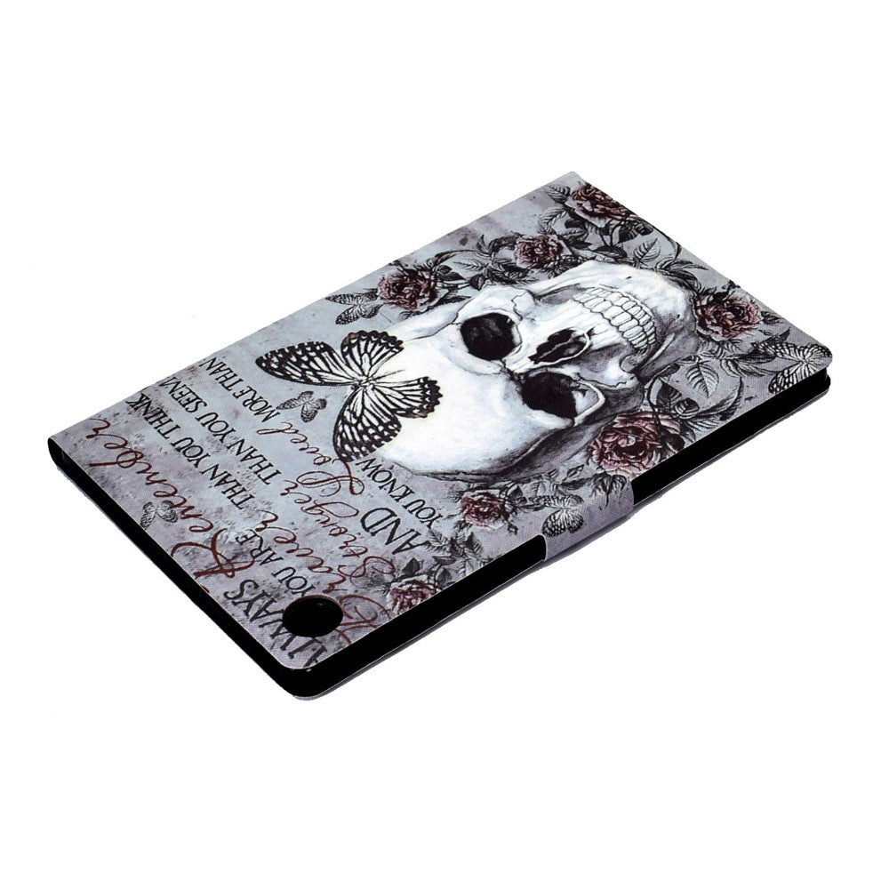 For Lenovo Tab M10 (Gen 3) TB-328FU / TB-328XU B1 Pattern Printing Stand PU Leather Folio Case Card Slots Smart Auto Wake / Sleep Shell with Pencil Holder - Skull
