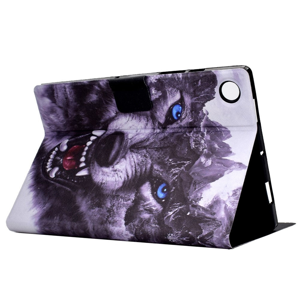For Lenovo Tab M10 (Gen 3) TB-328FU / TB-328XU B1 Pattern Printing Stand PU Leather Folio Case Card Slots Smart Auto Wake / Sleep Shell with Pencil Holder - Wolf