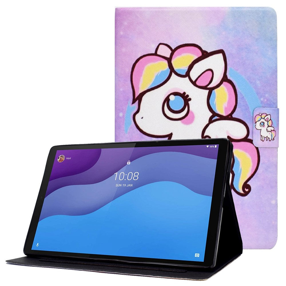 For Lenovo Tab M10 (Gen 3) TB-328FU / TB-328XU B1 Pattern Printing Stand PU Leather Folio Case Card Slots Smart Auto Wake / Sleep Shell with Pencil Holder - Colorful Horse