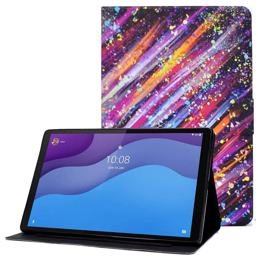 For Lenovo Tab M10 (Gen 3) TB-328FU / TB-328XU B2 Pattern Printing Stand Protective Case Auto Sleep / Wake Function PU Leather Smart Cover with Card Slots - Meteor