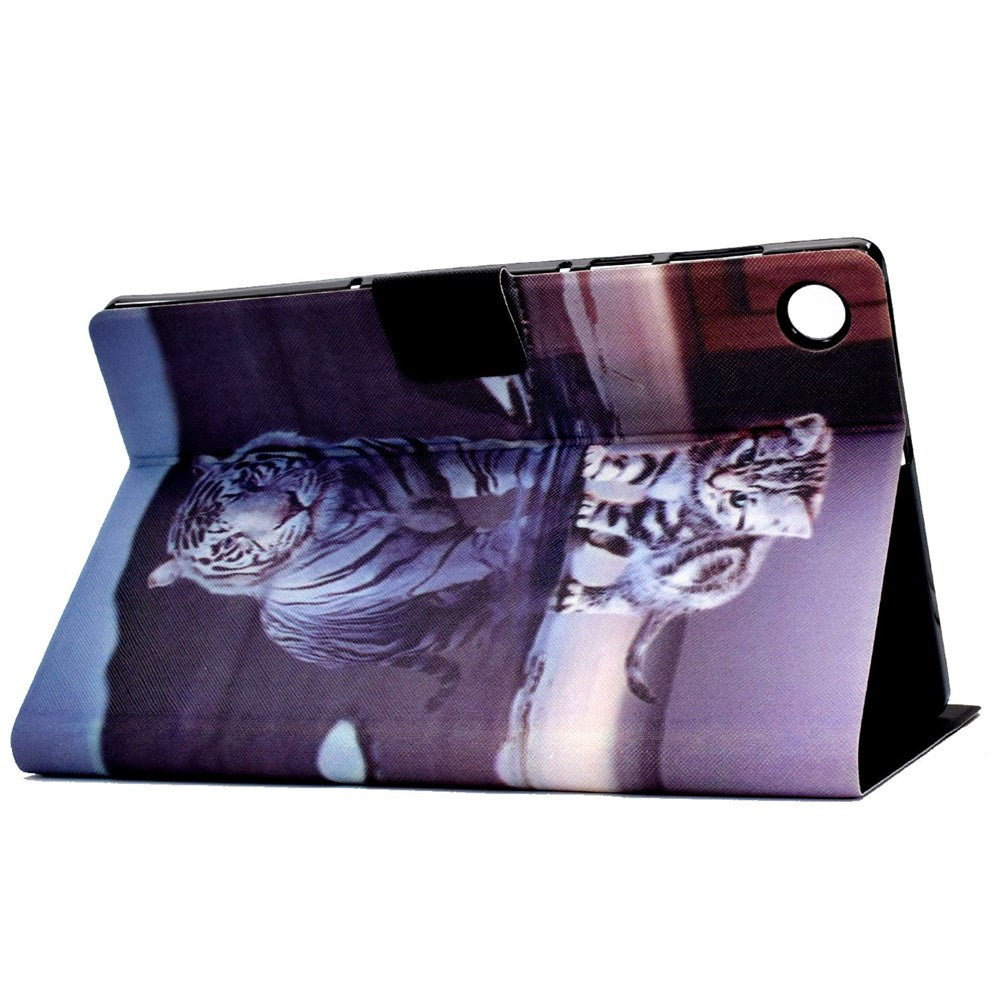For Lenovo Tab M10 (Gen 3) TB-328FU / TB-328XU B2 Pattern Printing Stand Protective Case Auto Sleep / Wake Function PU Leather Smart Cover with Card Slots - Cat and Tiger