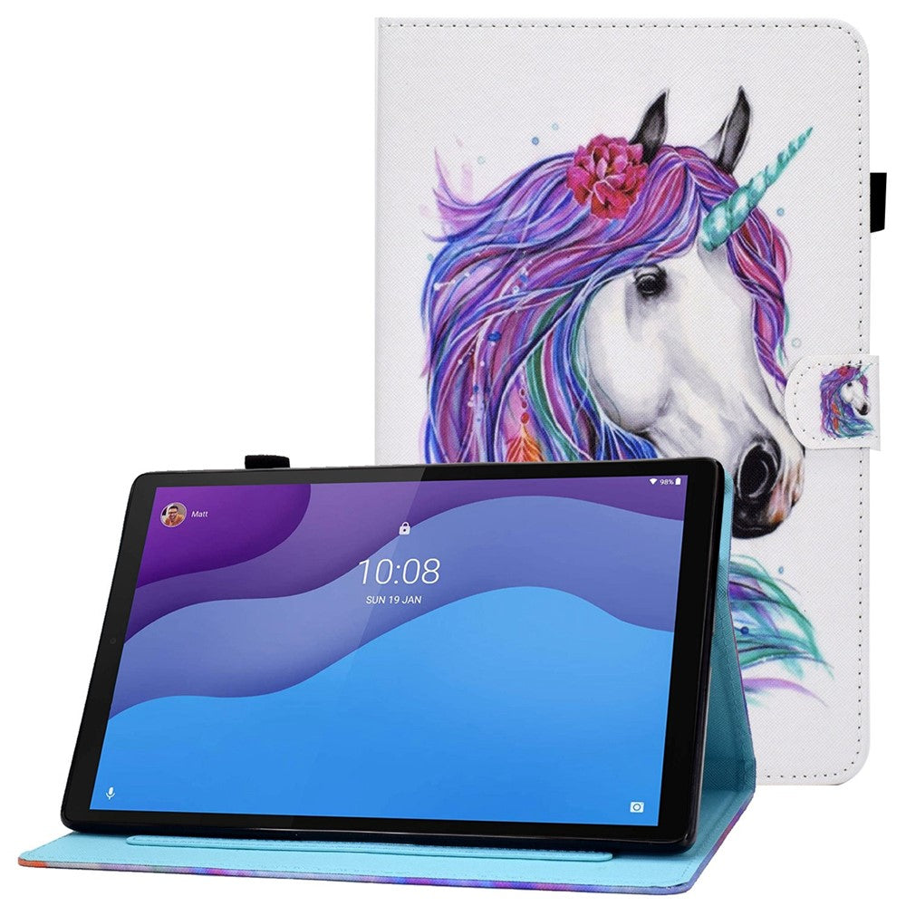 For Lenovo Tab M10 (Gen 3) TB-328FU / TB-328XU A2 Pattern Printing PU Leather Case Adjustable Stand Protection Smart Cover with Card Slots and Pencil Holder - Horse