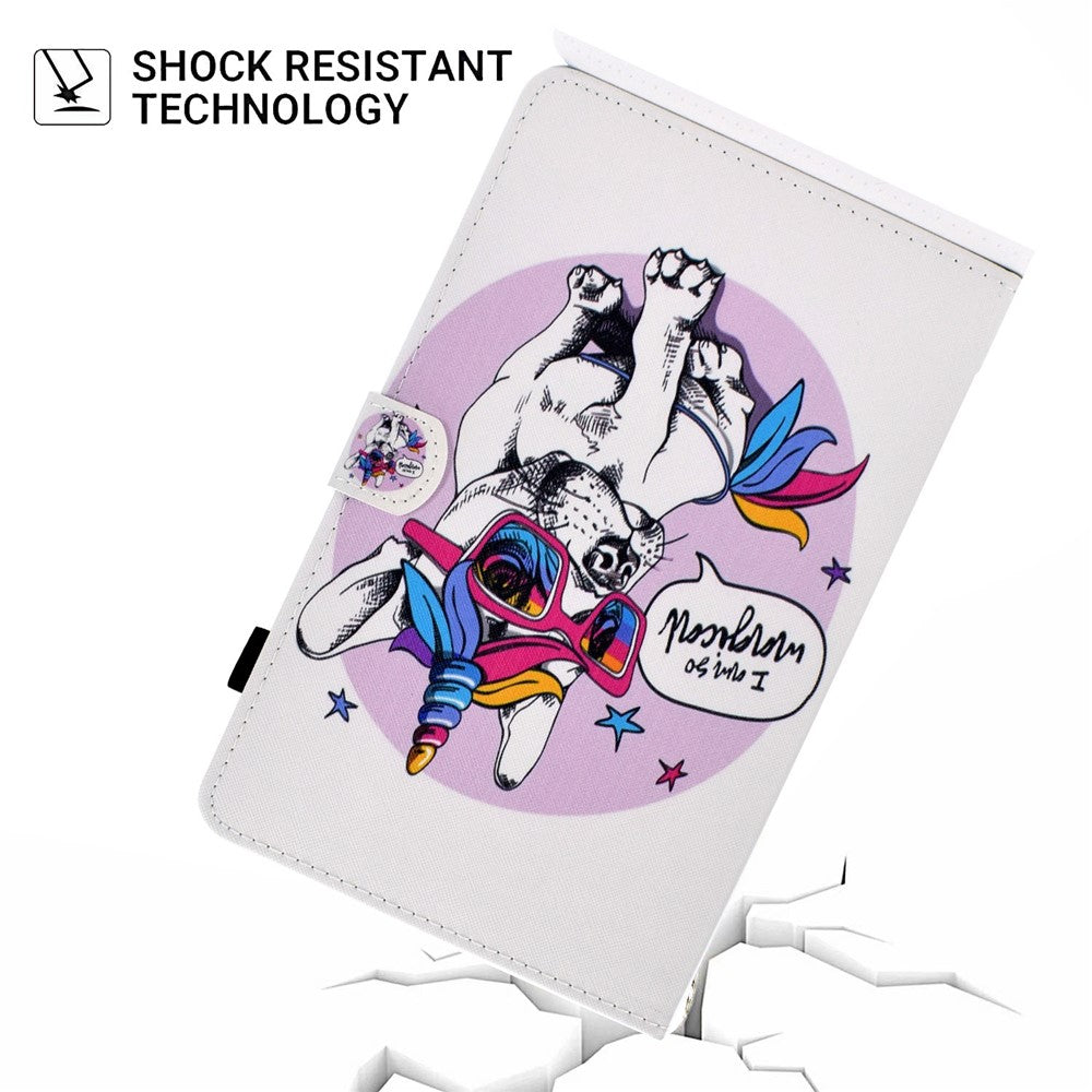 For Lenovo Tab M10 (Gen 3) TB-328FU / TB-328XU A2 Pattern Printing PU Leather Case Adjustable Stand Protection Smart Cover with Card Slots and Pencil Holder - Unicorn Dog