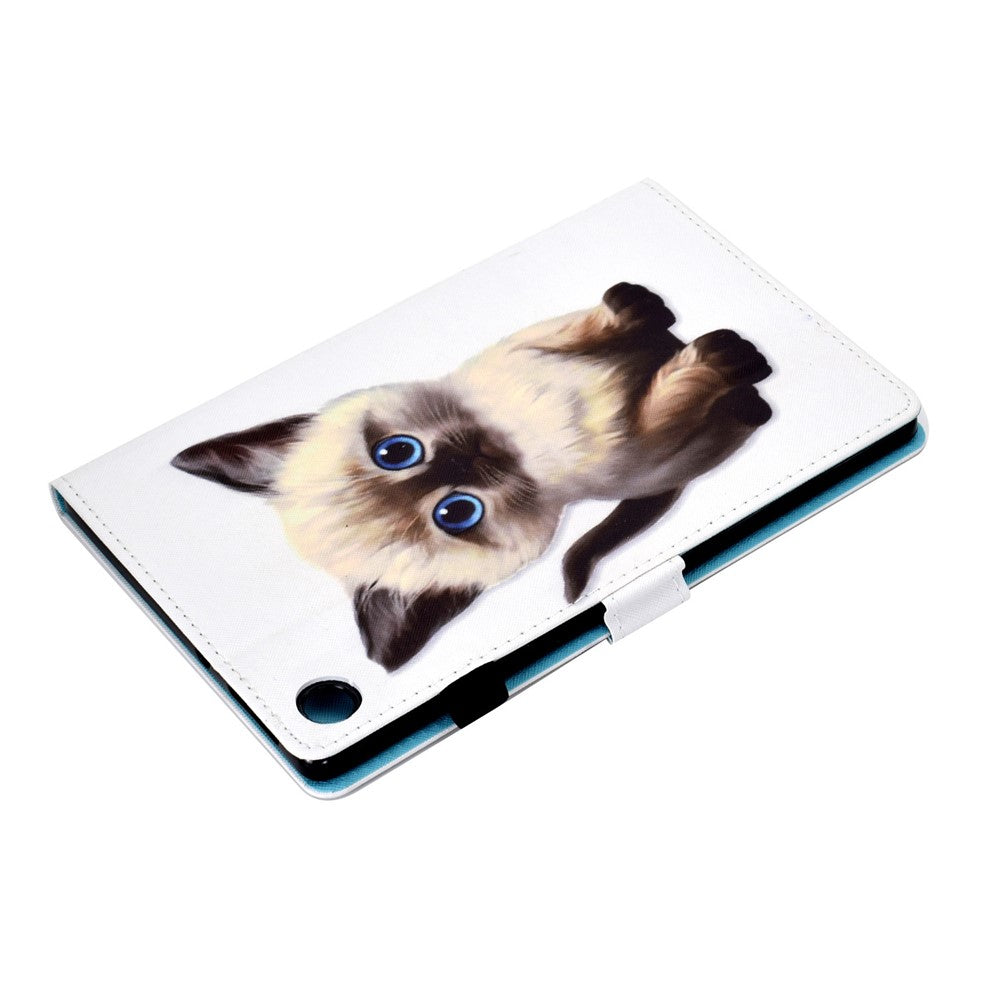 For Lenovo Tab M10 (Gen 3) TB-328FU / TB-328XU A2 Pattern Printing PU Leather Case Adjustable Stand Protection Smart Cover with Card Slots and Pencil Holder - Cat