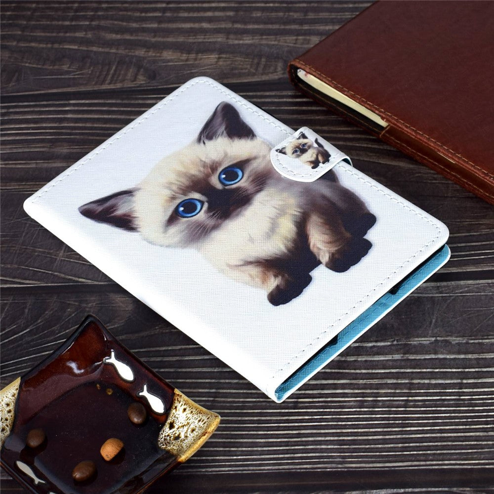 For Lenovo Tab M10 (Gen 3) TB-328FU / TB-328XU A2 Pattern Printing PU Leather Case Adjustable Stand Protection Smart Cover with Card Slots and Pencil Holder - Cat