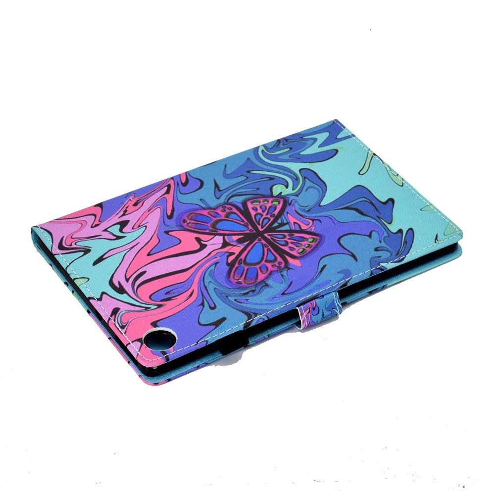 For Lenovo Tab M10 (Gen 3) TB-328FU / TB-328XU A2 Pattern Printing PU Leather Case Adjustable Stand Protection Smart Cover with Card Slots and Pencil Holder - Butterfly