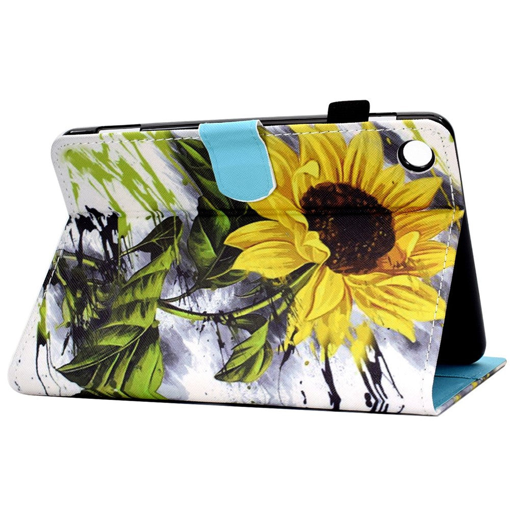 For Lenovo Tab M10 (Gen 3) TB-328FU / TB-328XU A2 Pattern Printing PU Leather Case Adjustable Stand Protection Smart Cover with Card Slots and Pencil Holder - Sunflower