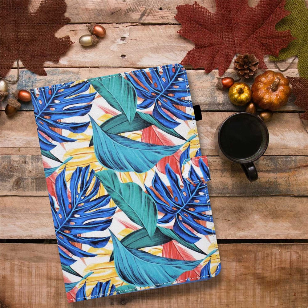 For Lenovo Tab M10 (Gen 3) TB-328FU / TB-328XU A2 Pattern Printing PU Leather Case Adjustable Stand Protection Smart Cover with Card Slots and Pencil Holder - Leaves