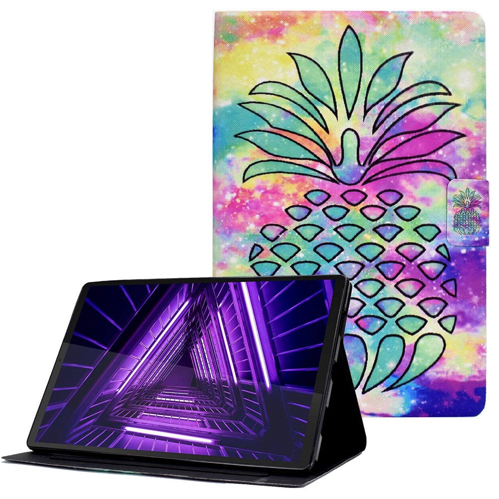 Protective Case for Lenovo Tab M10 Plus (3rd Gen) / Xiaoxin Pad 2022 10.6 inch Pattern Printing Tablet Leather Cover with Card Slots Stand - Colorful Pineapple