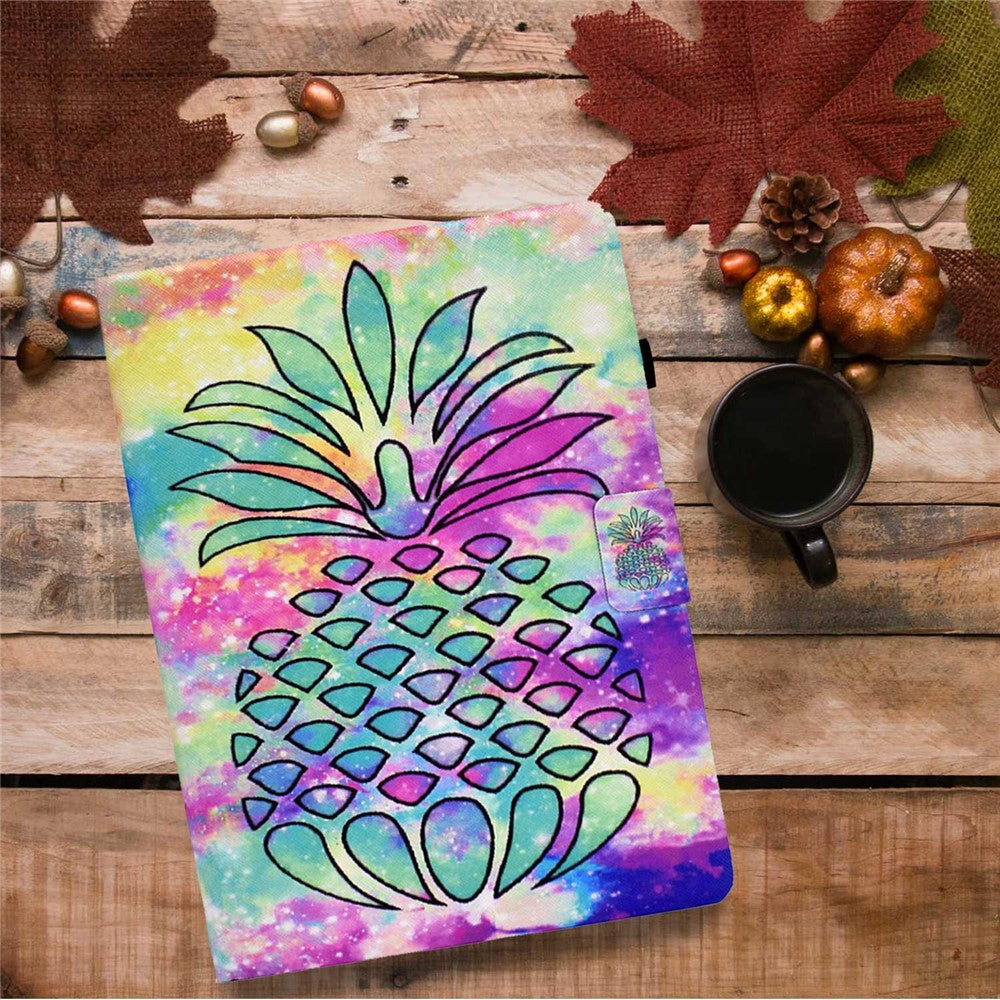 Protective Case for Lenovo Tab M10 Plus (3rd Gen) / Xiaoxin Pad 2022 10.6 inch Pattern Printing Tablet Leather Cover with Card Slots Stand - Colorful Pineapple